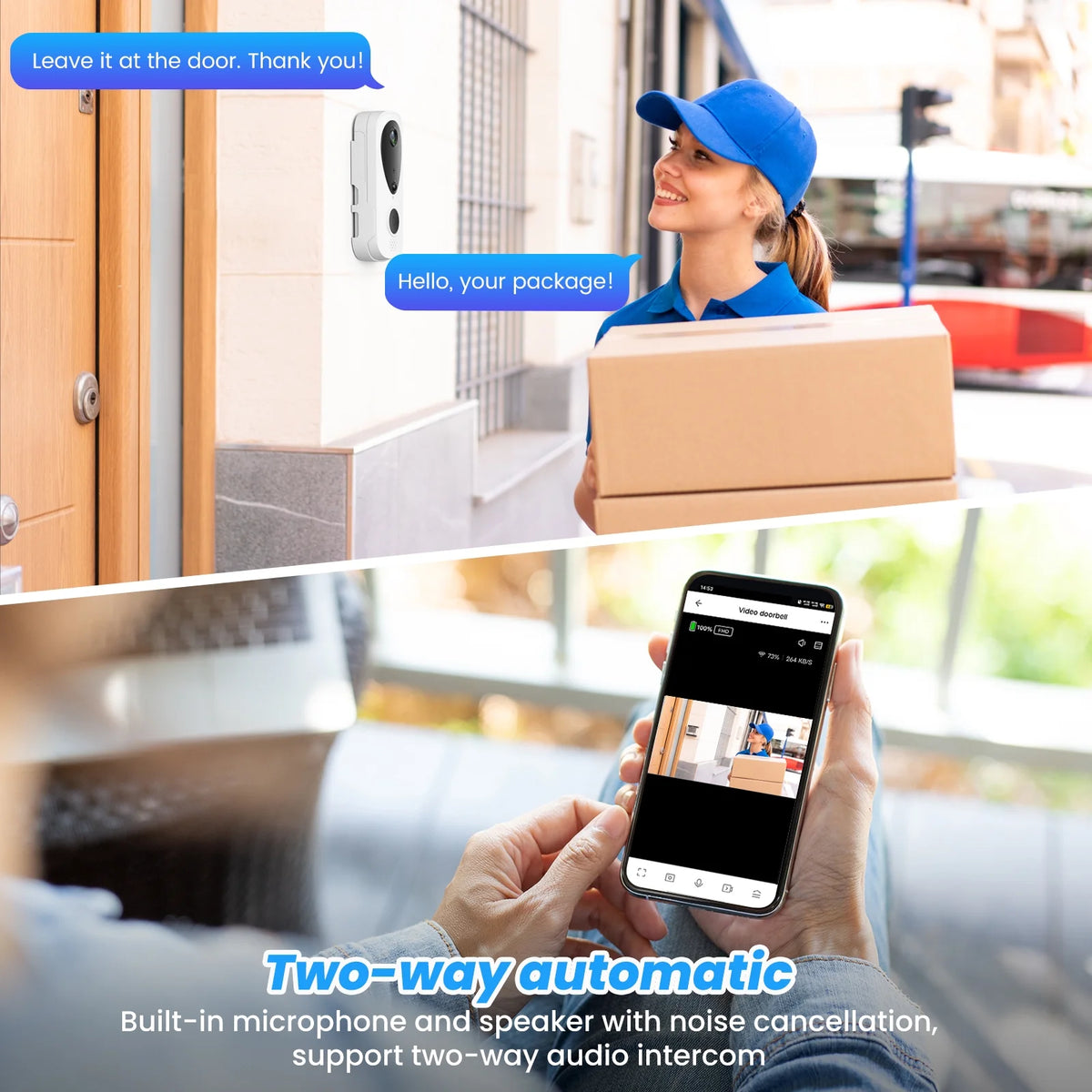Wireless Video Doorbell with Chime, 2 Way Audio, Night Vision K867