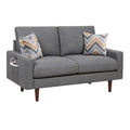 Dark Gray Woven Fabric Loveseat Couch K25468