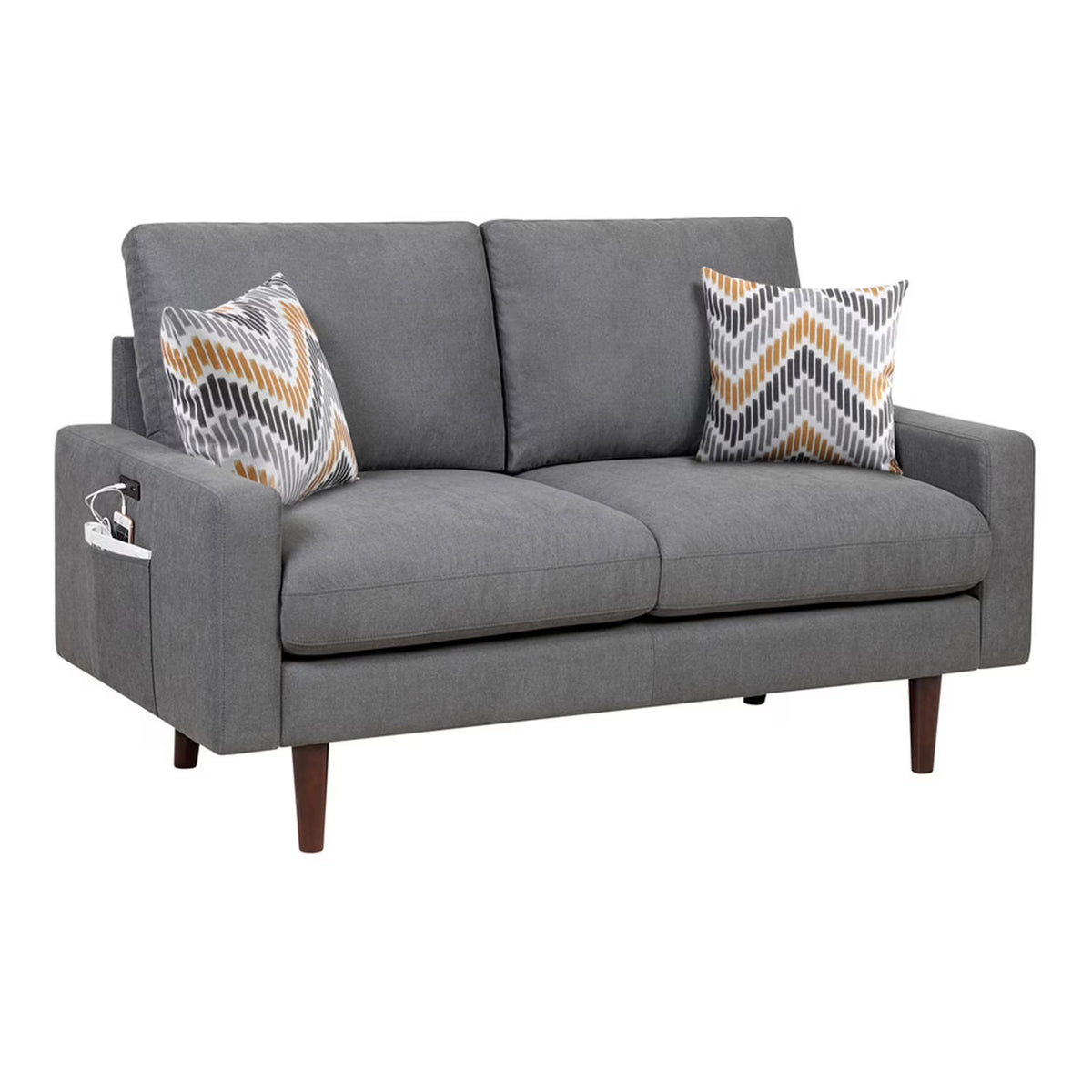 Dark Gray Woven Fabric Loveseat Couch K25468