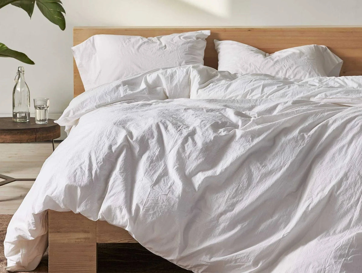 Organic Crinkled Percale Twin Duvet Cover Undyed P61396