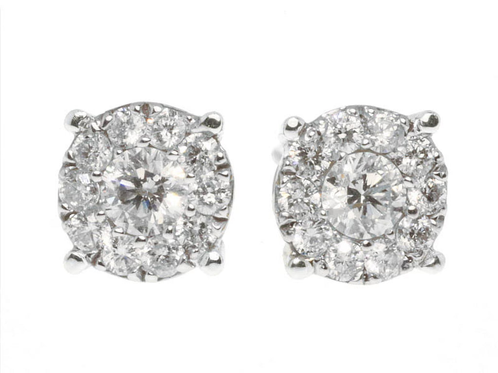 14K White Gold Diamond Stud Earrings I971