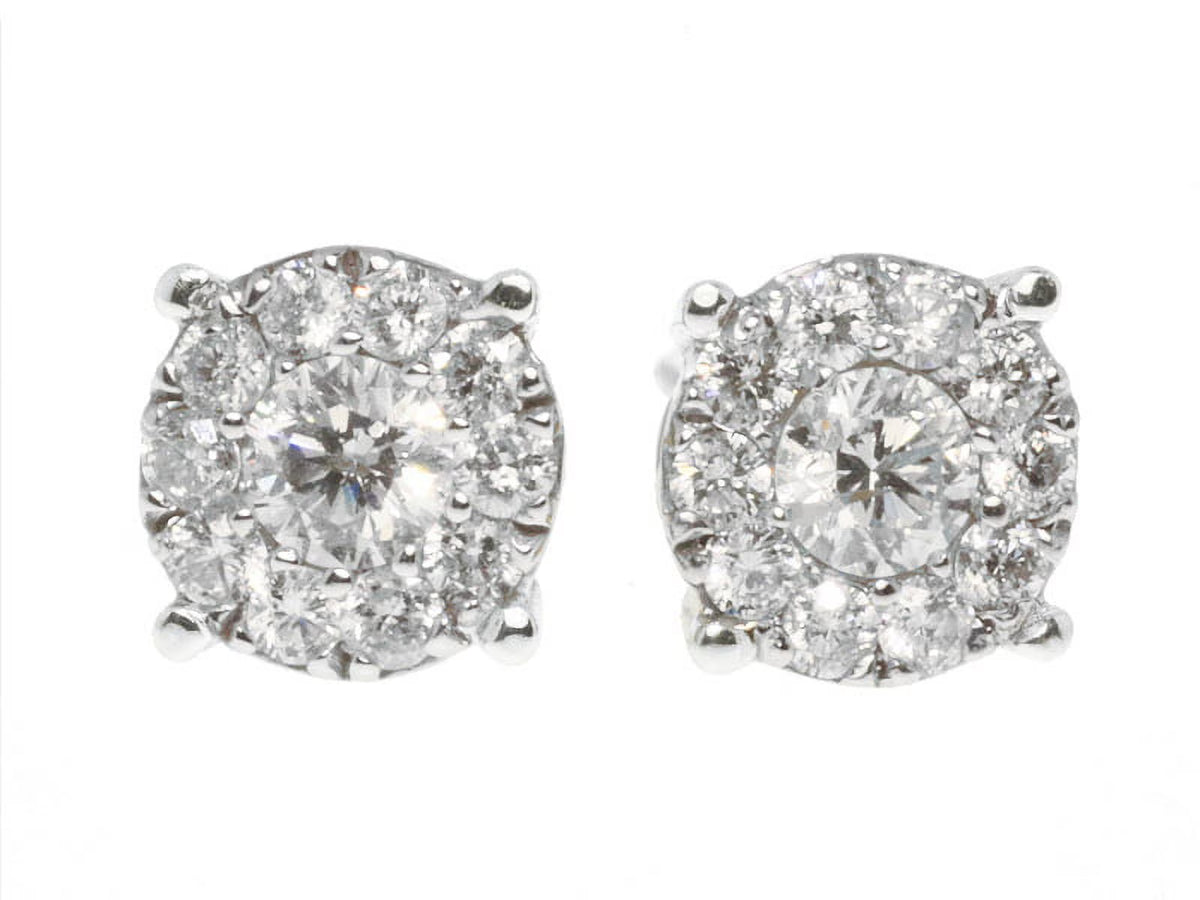 14K White Gold Diamond Stud Earrings I971
