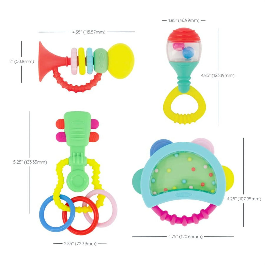 4-Piece Multicolor Teether and Rattle Set B40869