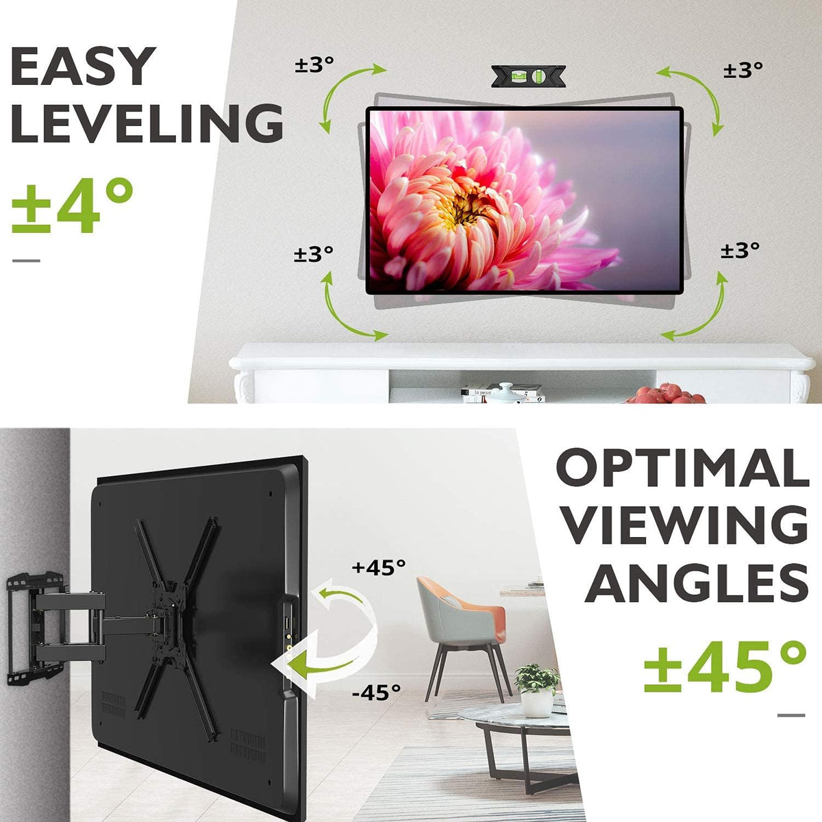 Full Motion TV Wall Mount Dual Articulating Arms, Max VESA 600x400mm, 100lbs, Pack of 2 M652463