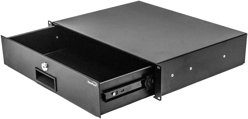 2U Black Rack Mount Drawer with Lock and Key Pack of 2 S77701