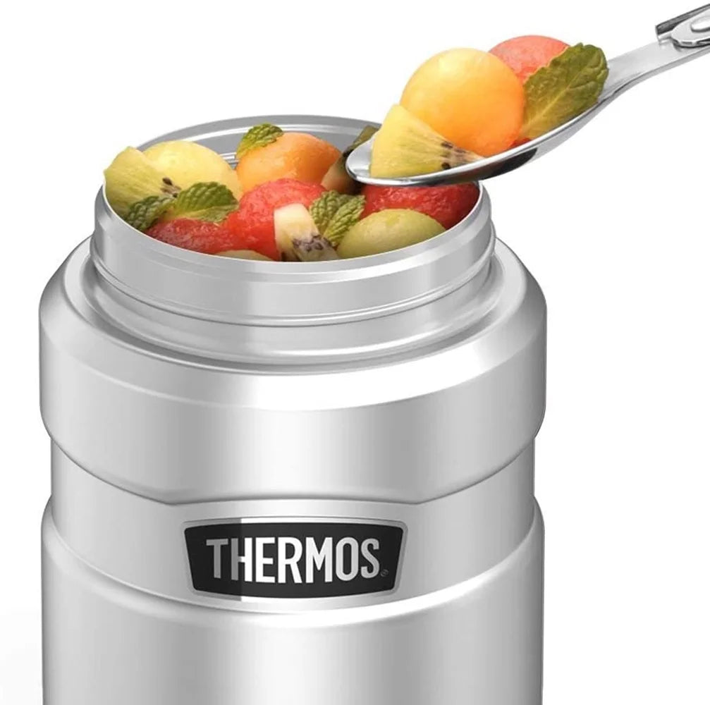 Stainless Steel Food Jar with Folding Spoon, 16oz H4065