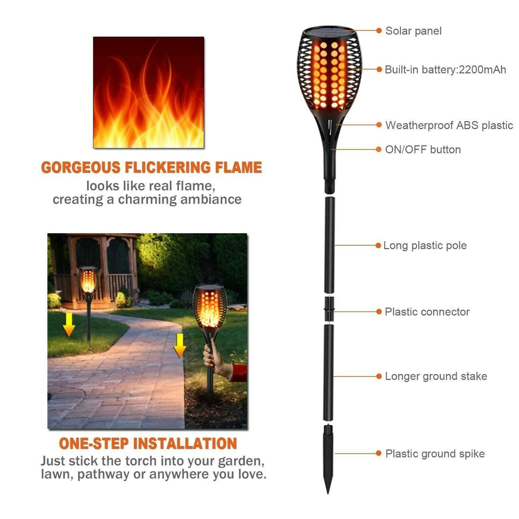 Solar Torch Lights Waterproof Flickering Flame Torches K4855