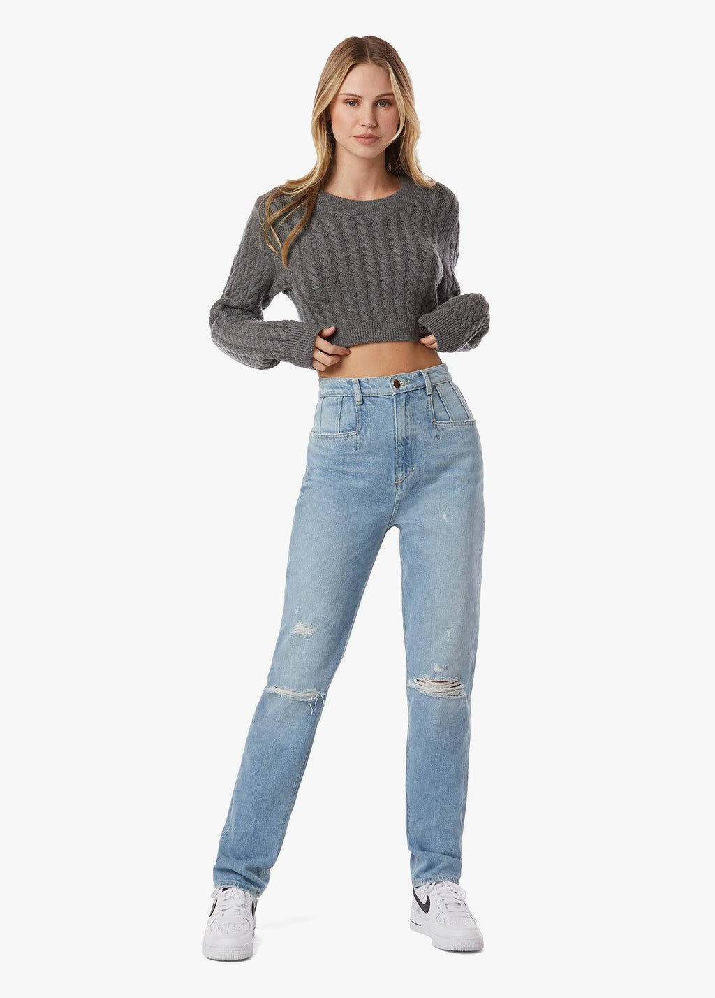 Grey Super High Rise Straight Jeans V330730