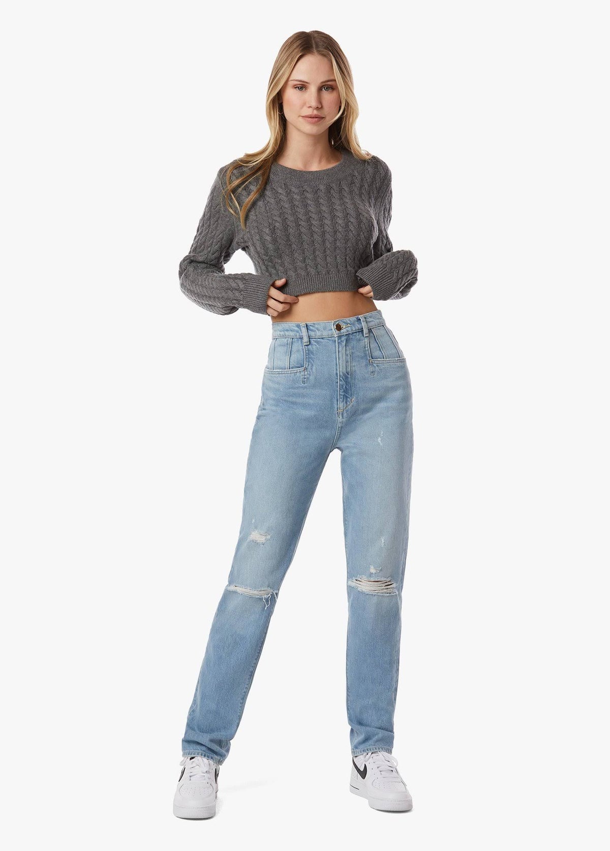Grey Super High Rise Straight Jeans V330730
