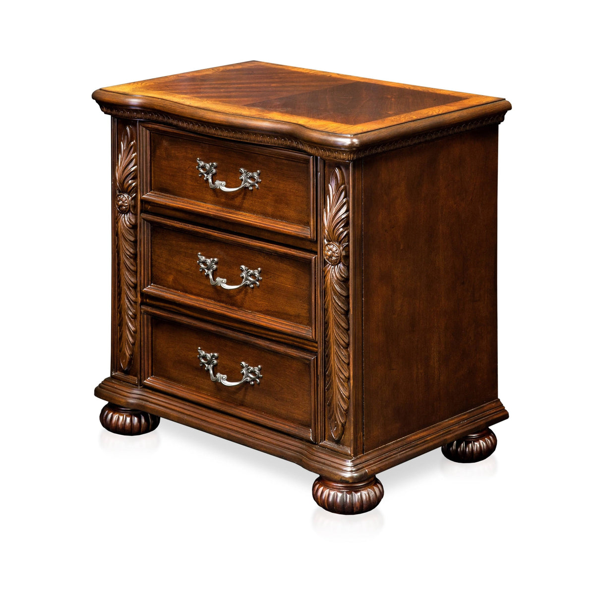 Brown Cherry 3-Drawer Nightstand L3456