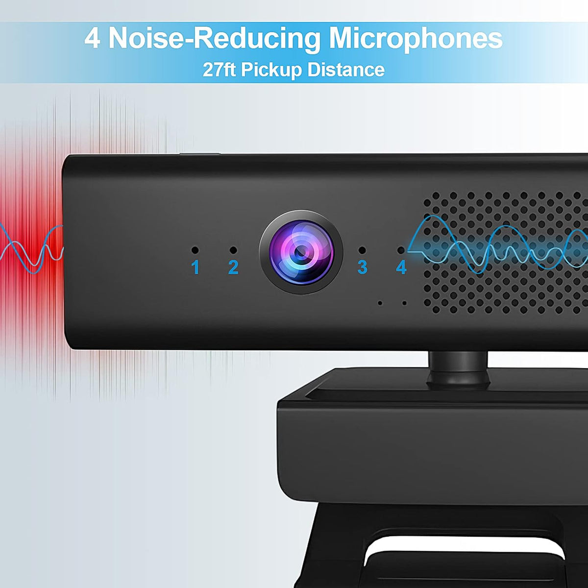 Full HD 1080P USB Webcam with 4 Built-in Microphones and Speaker, Magnetic Privacy Cover, Pack of 2 B60448