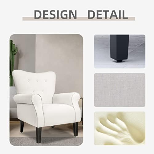 Beige Fabric High Backrest Accent Chair M77329