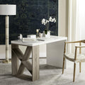 White Lacquer and Oak Desk J154