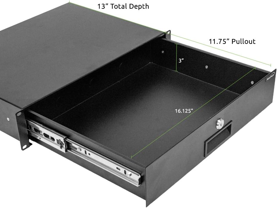 2U Black Rack Mount Drawer with Lock and Key Pack of 2 S77701