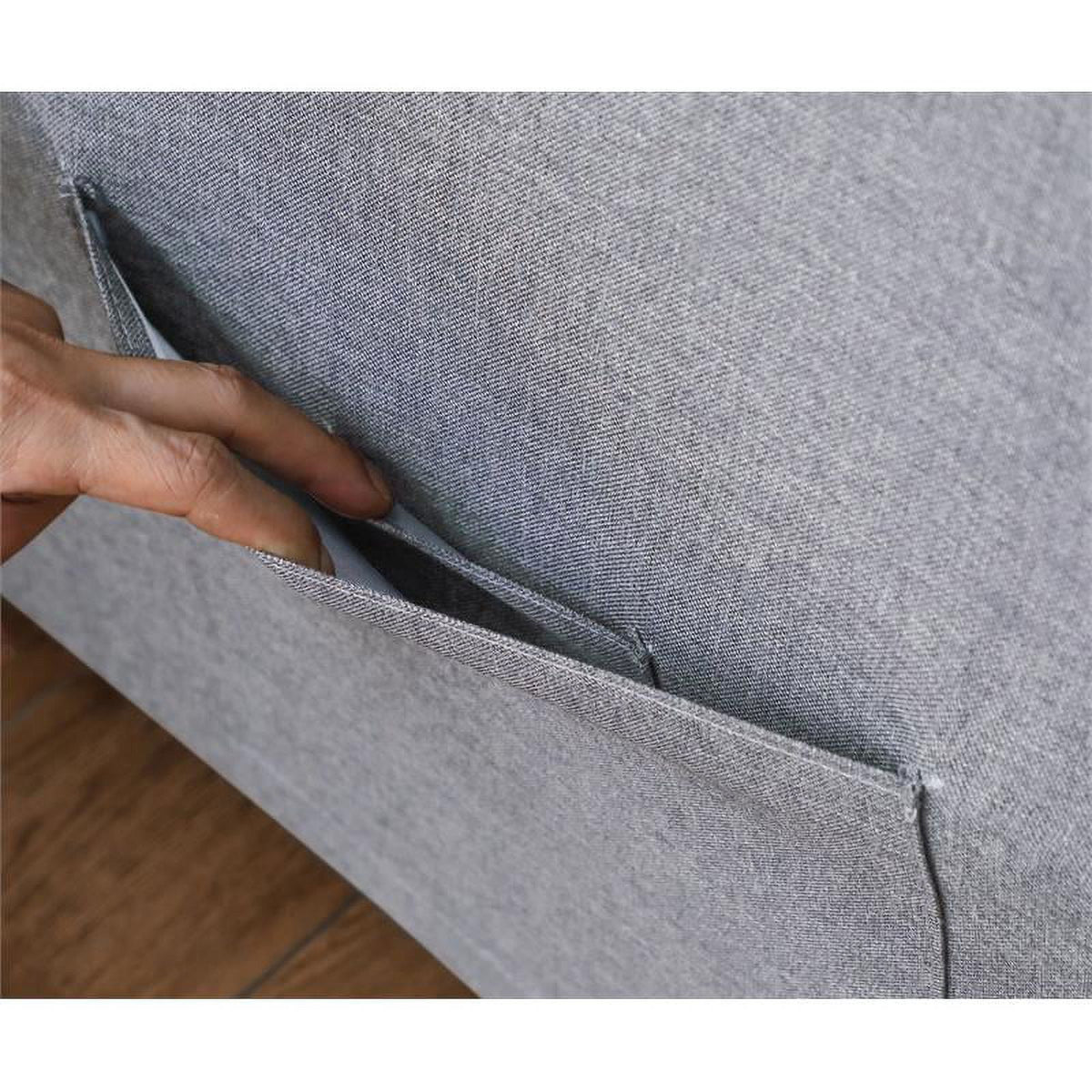 Light Gray Linen Fabric 3-in-1 Convertible Sleeper Loveseat U23678