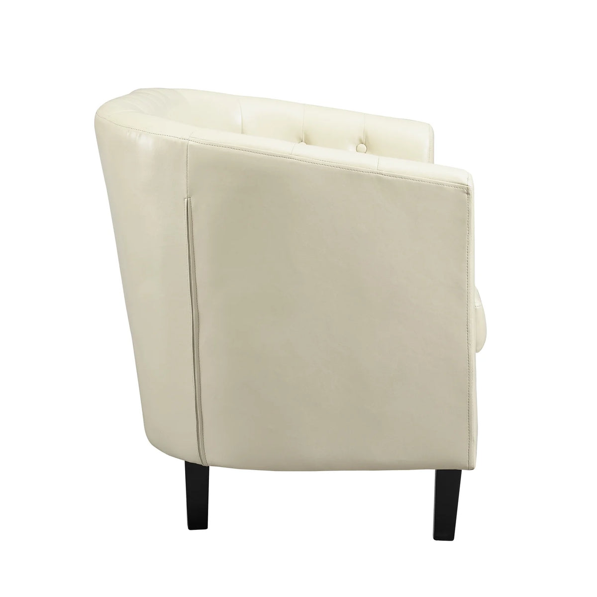 Cream Faux Leather Barrel Loveseat N496