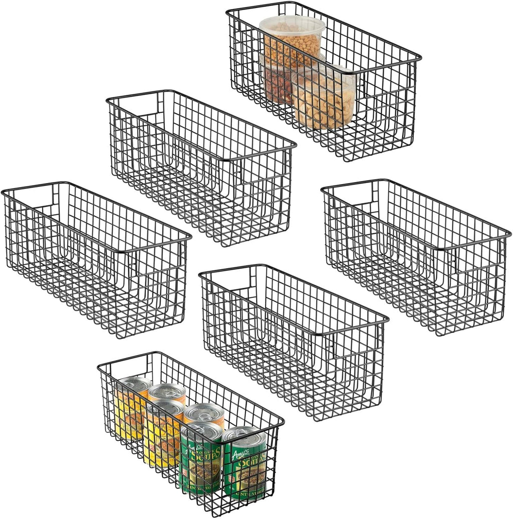 Metal Wire Food Organizer Storage Baskets with Handles, 6 Pack, Bronze G92765