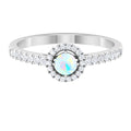1/2 CT Ethiopian Opal and Diamond Halo Engagement Ring, 925 Sterling Silver V263136