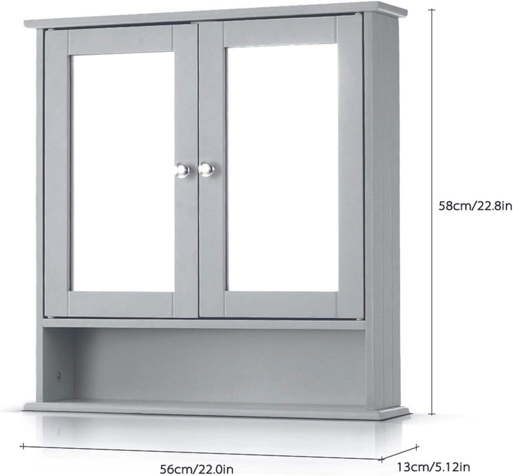 Bathroom Wall Mount Cabinet with Glass Doors & Shelves N850