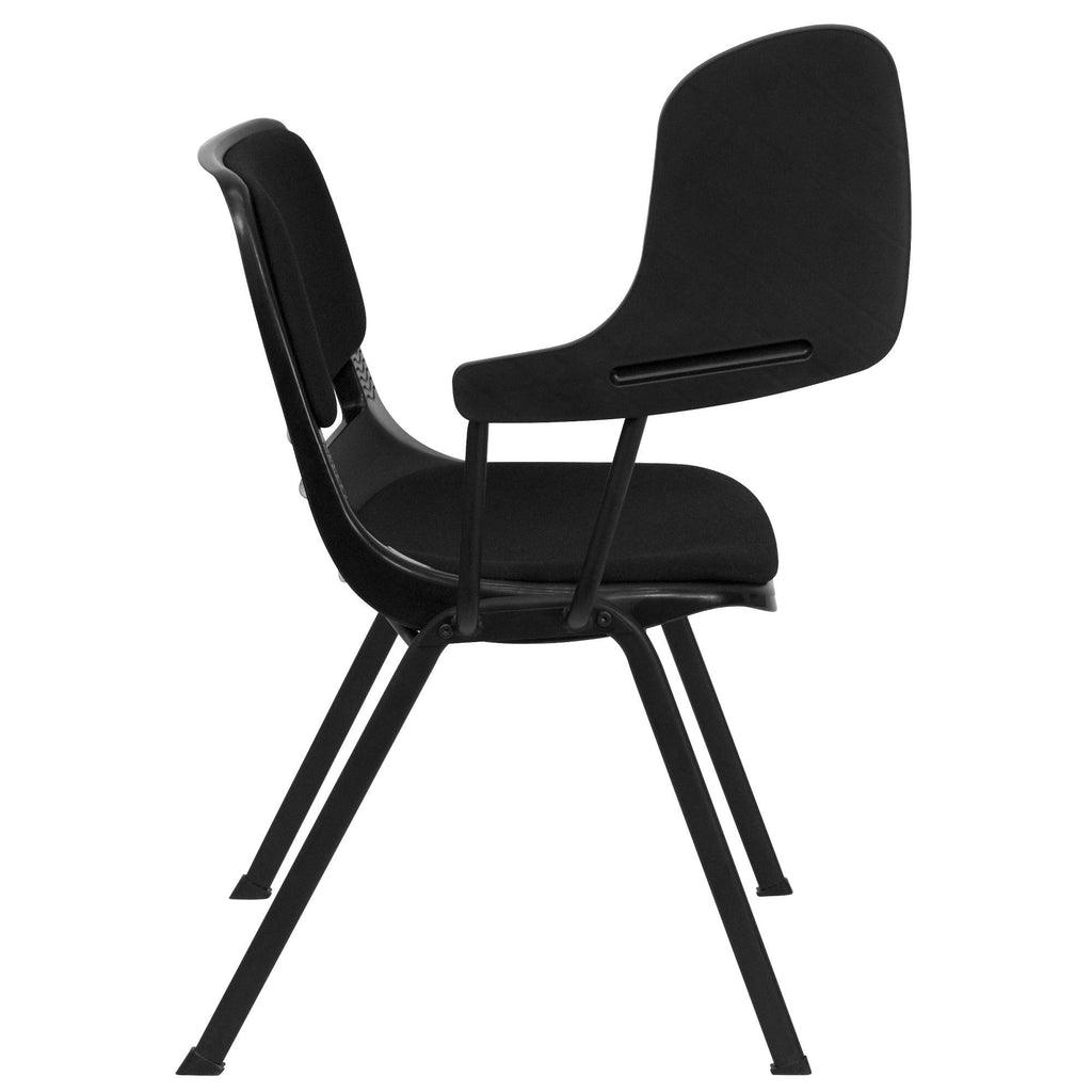 Black Padded Ergonomic Shell Chair with Flip-Up Tablet Arm R88760