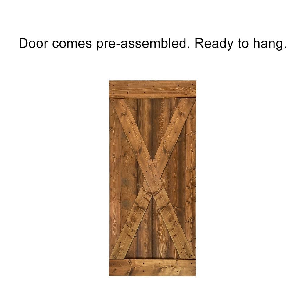 Sage Green Stained Wood Interior Sliding Barn Door with Hardware Kit X43377