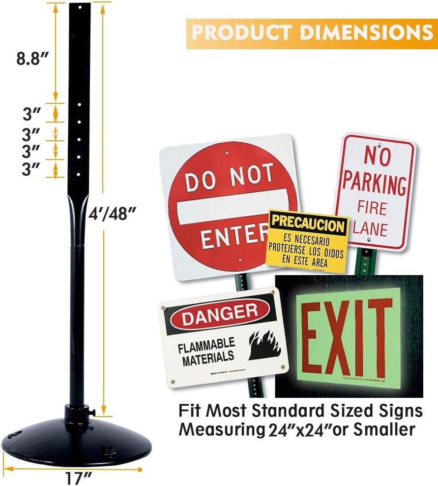 Cast Iron Sign Post and Base Kit with 48 Post and Bolts & Nuts D93120