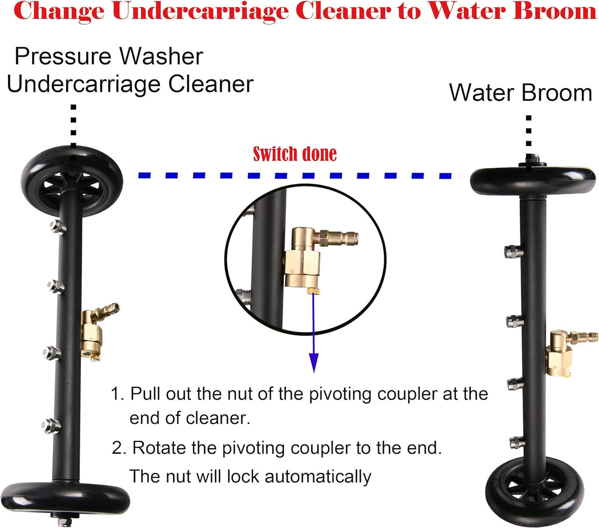 16 Inch Underbody Car Wash Water Broom with 3 Pieces Extension Wand, 4000 PSI E38797