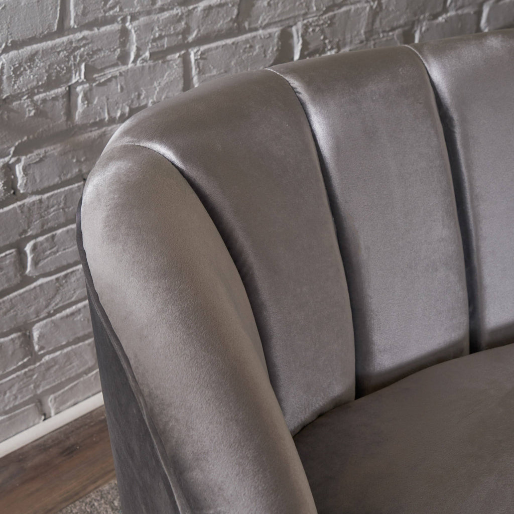 Seafoam Blue Velvet Settee Q980