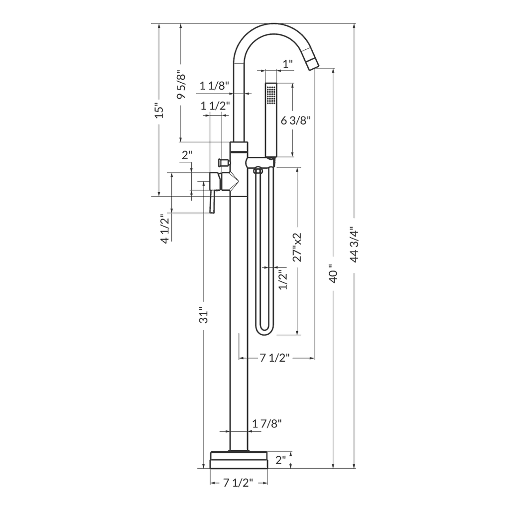 Single Handle Freestanding Tub Filler Trim I434486