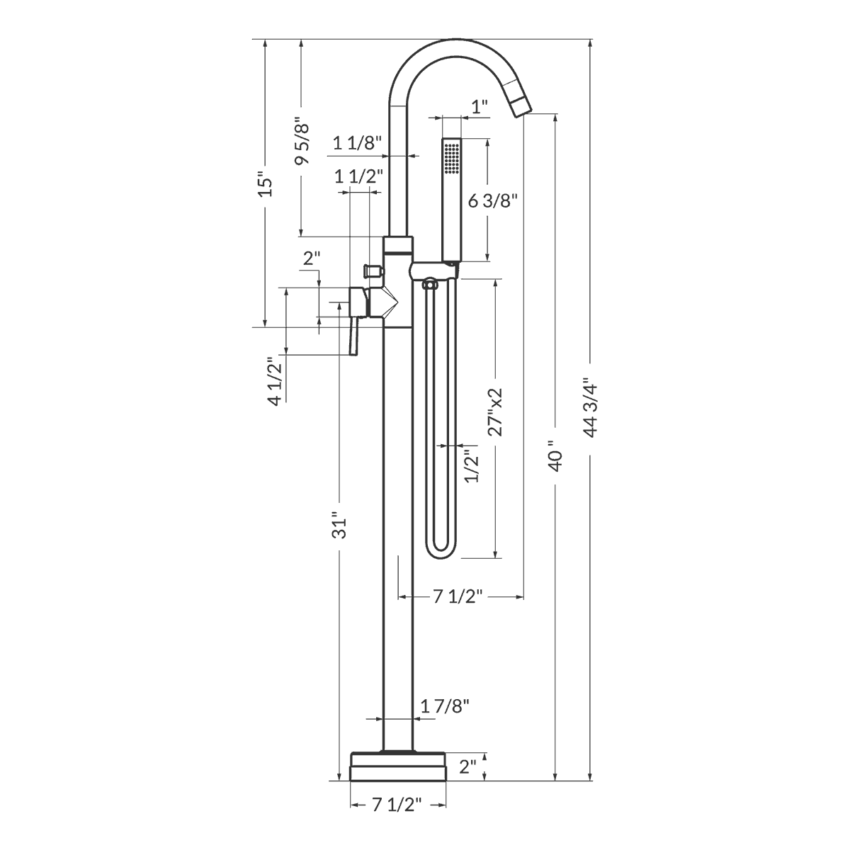Single Handle Freestanding Tub Filler Trim I434486