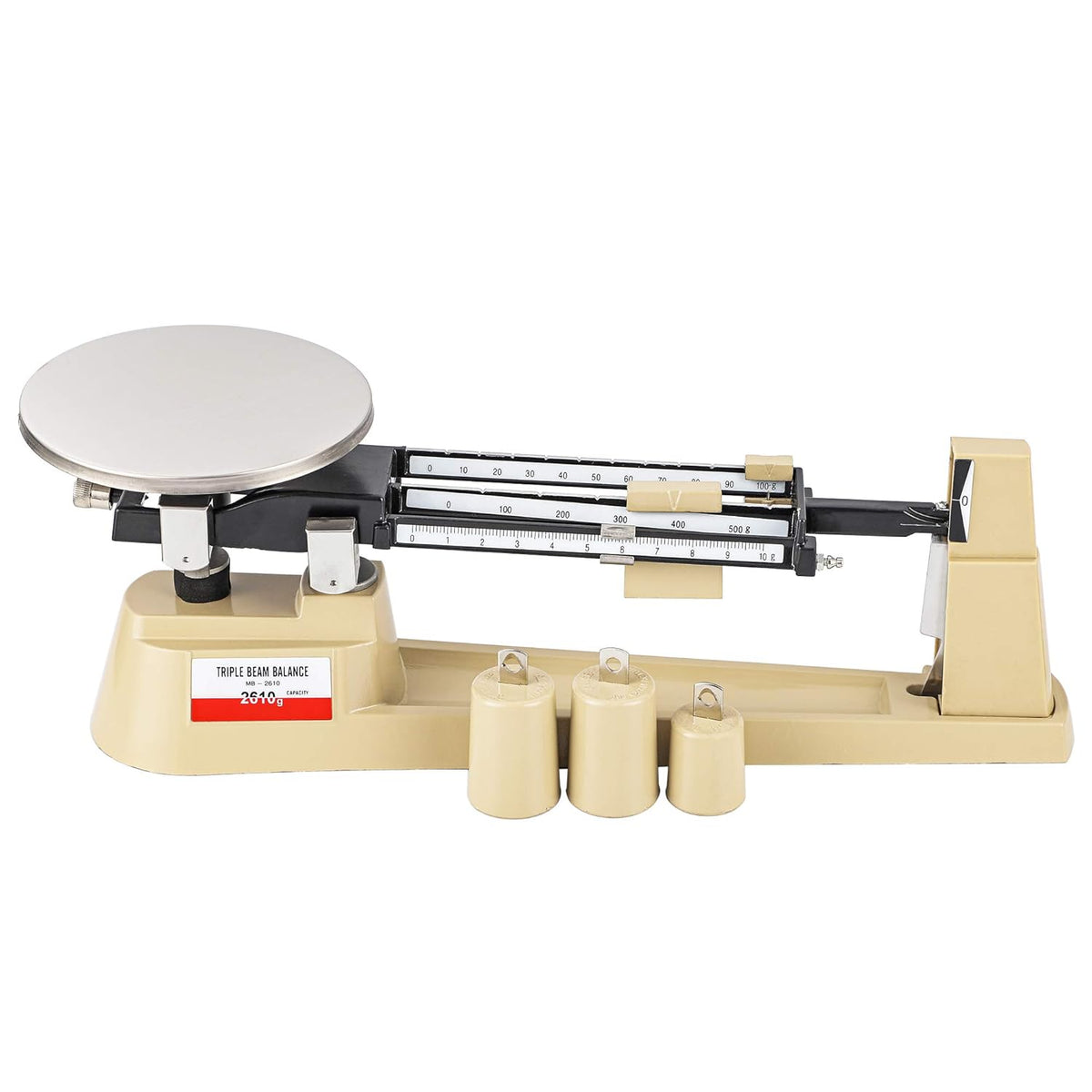Triple Beam Scale Mechanical Balance 2610g/0.1g with Stainless Steel Platter P15075