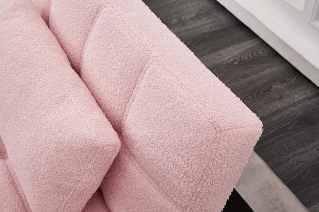 Pink Teddy Fabric Convertible Sofa Bed E48370