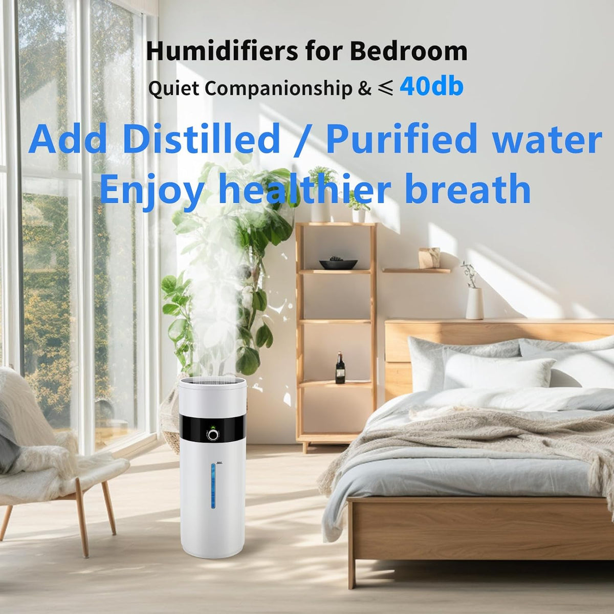 Ultrasonic Topfill Cool Mist Tower Humidifier 18L 4.76Gal 360° Nozzle D463