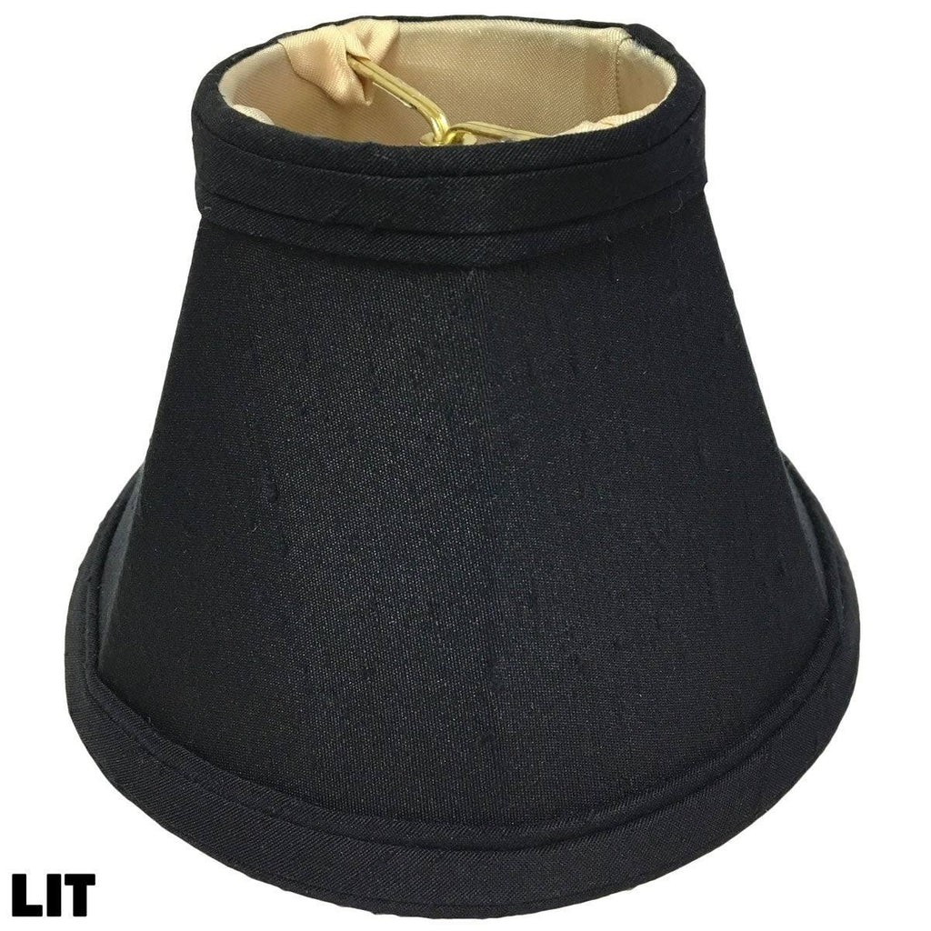 6 Silk Bell Candelabra Shade Set of 6 Black Gold Q799