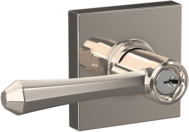 Polished Nickel Keyed Entry Lever Lock, Pack of 2 P45236