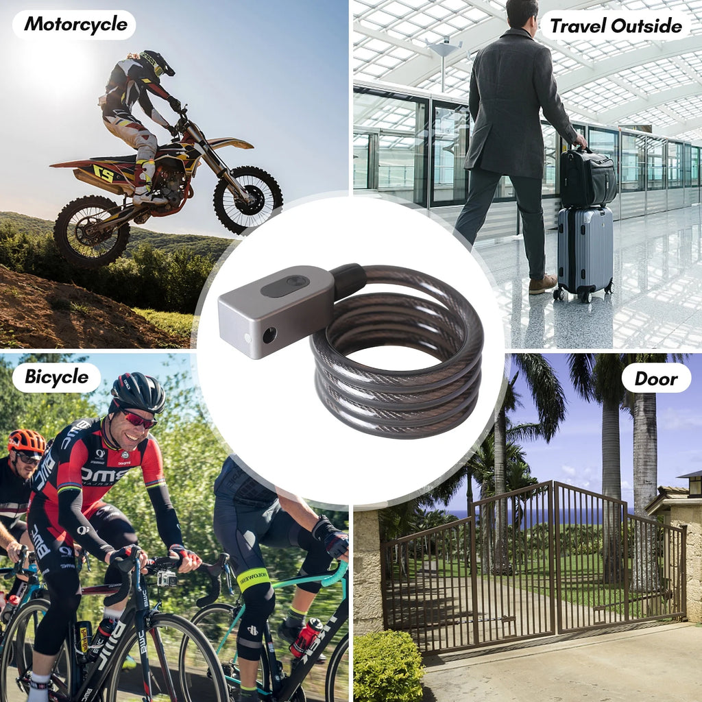 Bike Lock Cable Combination Lock Keyless Cable Lock IP66 Waterproof Built-in Battery U219