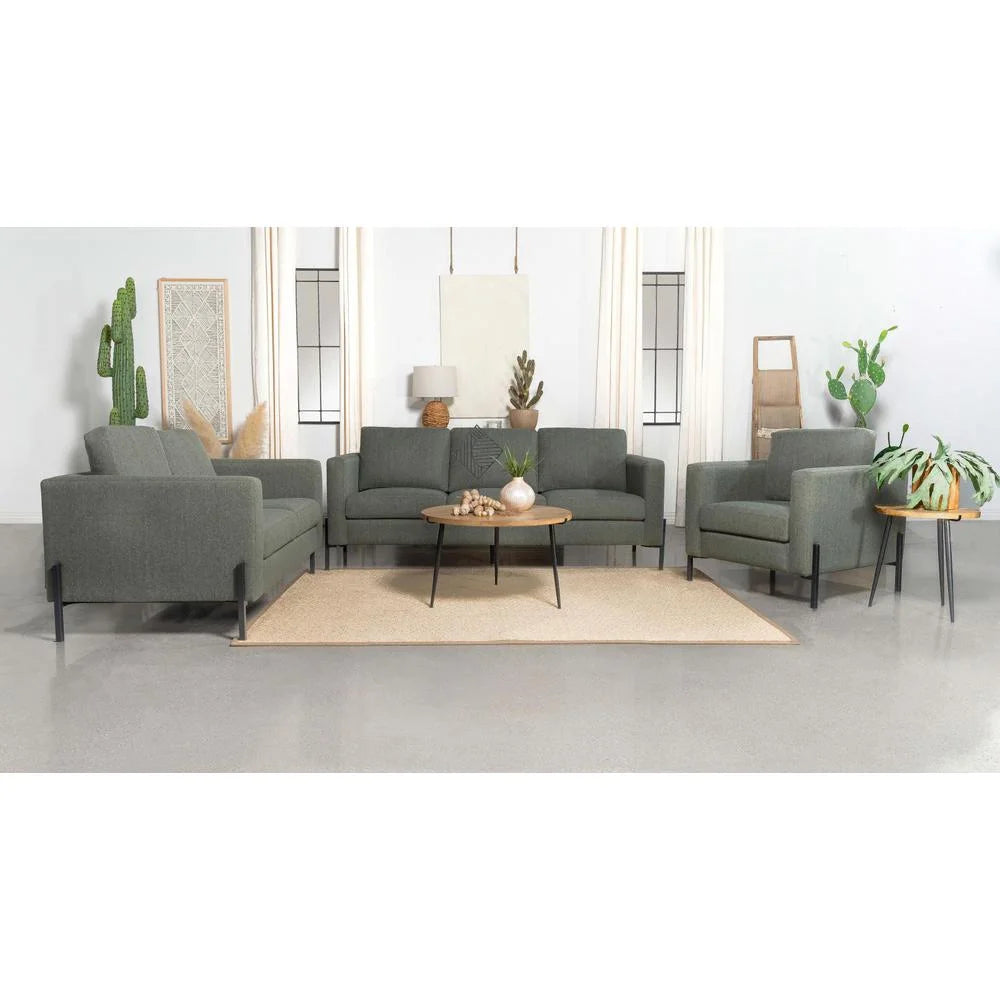 Sage Upholstered Fabric Loveseat with Track Arms H518