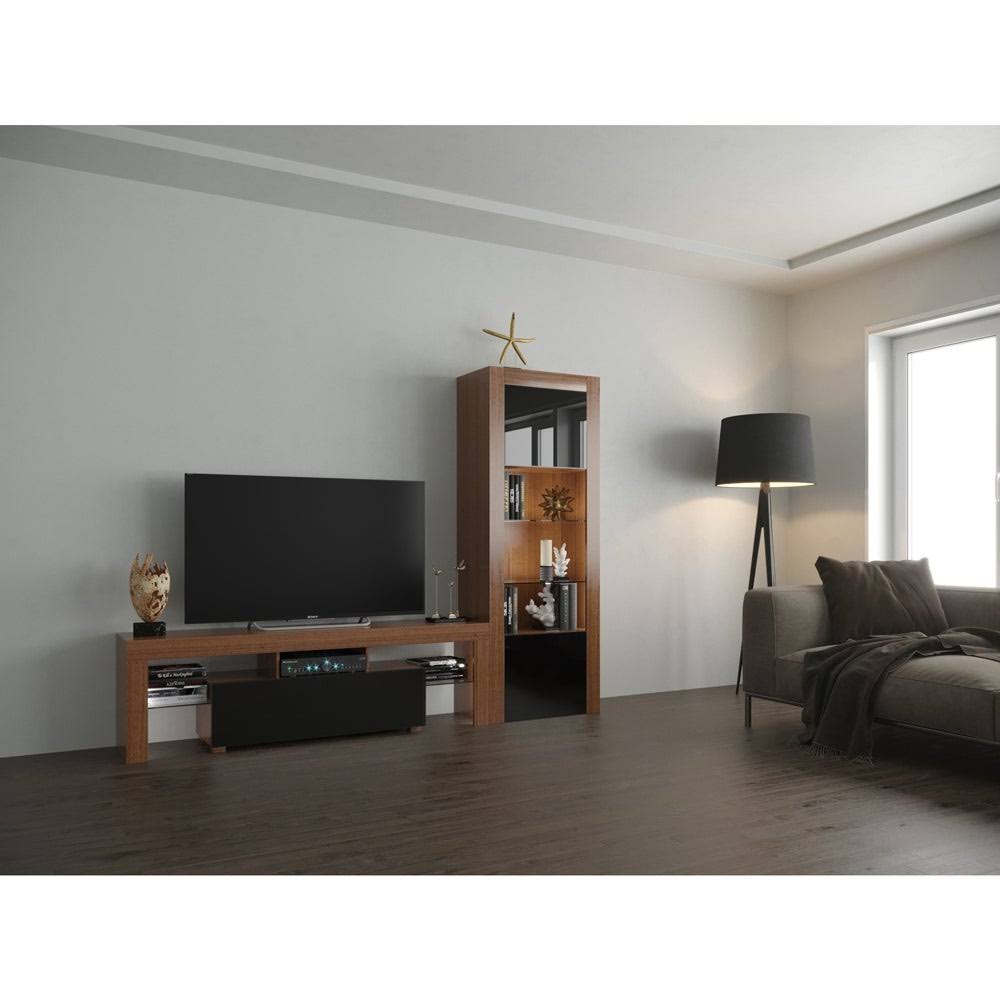 Black Modern Wall Unit Entertainment Center H55461