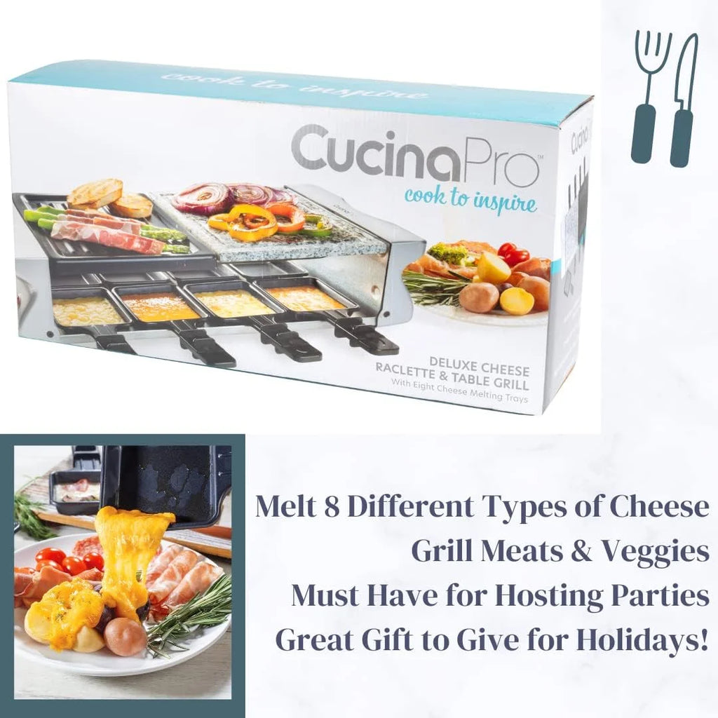 Raclette Table Grill with Non-stick Grilling Plate and Cooking Stone, 8 Person Electric Tabletop Cooker U611
