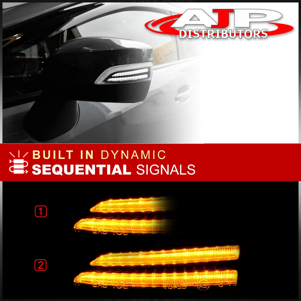 Sequential LED Mirror Turn Signal Lights Clear M9998