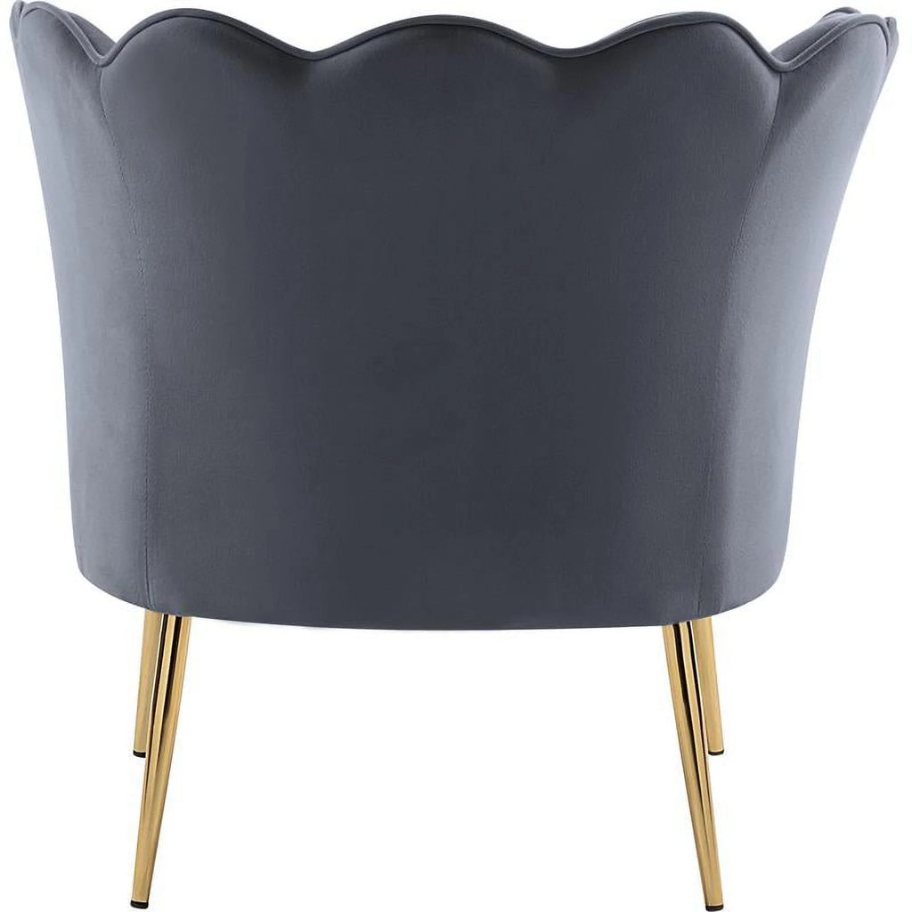 Gray Velvet Accent Chair with Gold Iron Legs X969