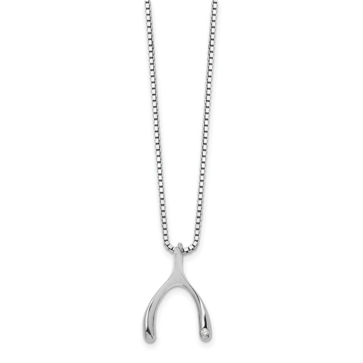 Diamond Wishbone Slide Pendant Necklace In 925 Sterling Silver 18 Inches X566324