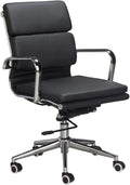PU Black Leather Medium Back Office Chair with Swivel Tilting Mechanism E214791