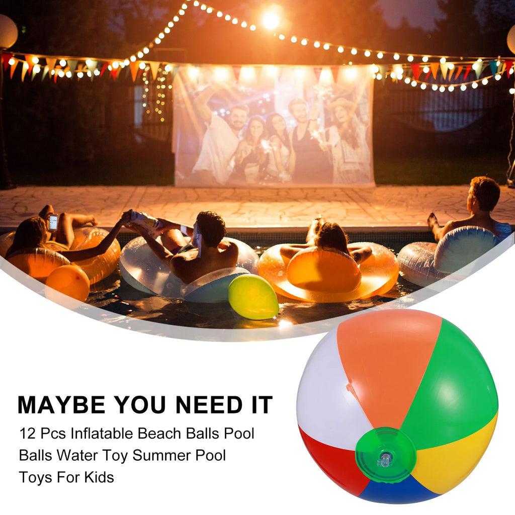 12 Pcs Inflatable Beach Balls Pool Toys F391