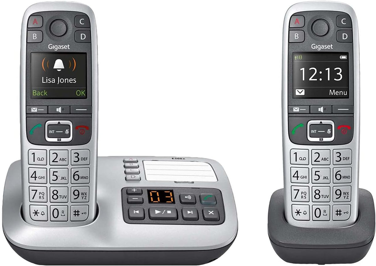 Cordless Phone with Answering Machine and SOS Key, Platinum Y280